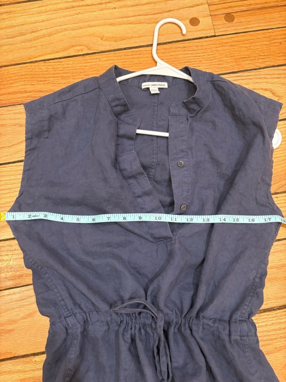 James Perse Sleeveless Navy Drawstring Linen Dress medium size US 6/8 - Picture 2 of 4